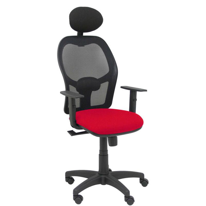 Silla Alocen Malla Negra Asiento Bali Rojo Brazos
