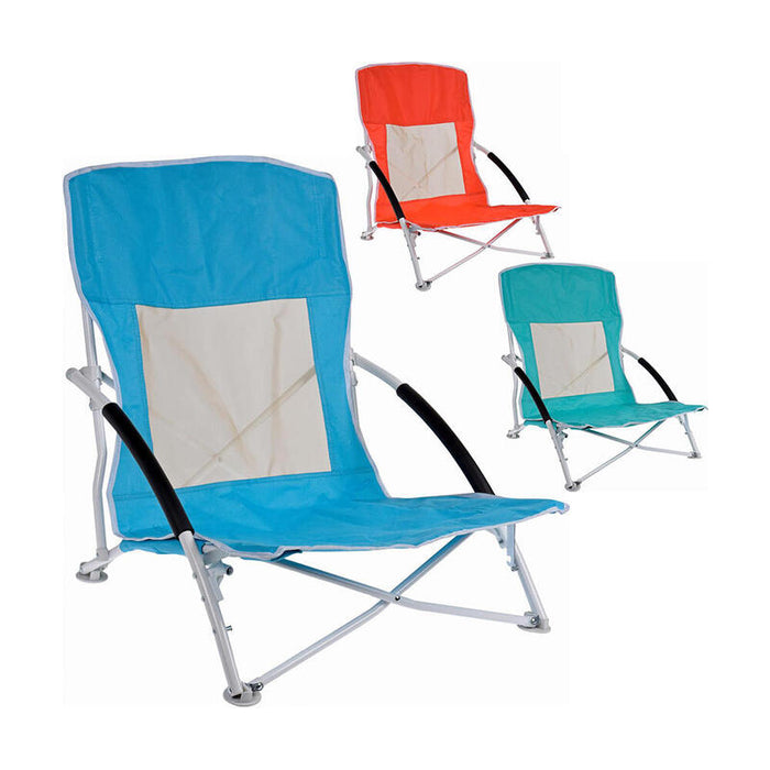 Silla De Playa Metalica Plegable 50x40x65cm Colores Surtidos