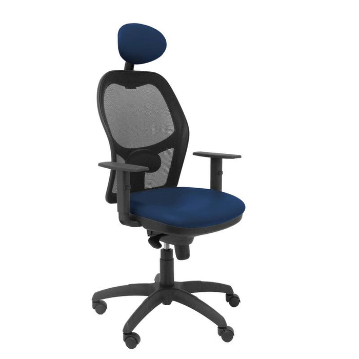 Silla Jorquera Malla Negra Asiento Similpiel Azul