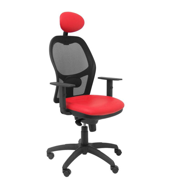 Silla Jorquera Malla Negra Asiento Similpiel Rojo