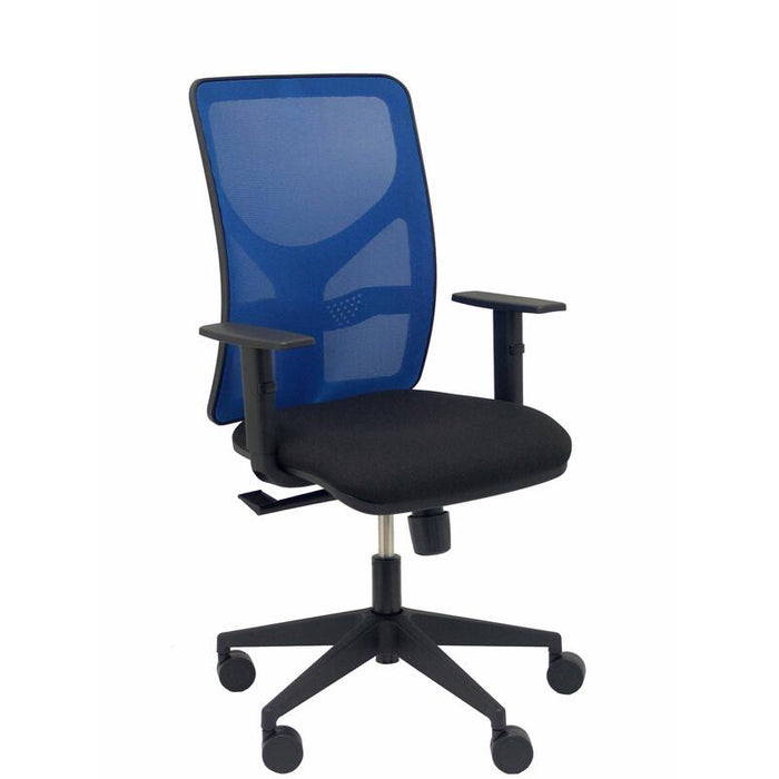 Silla Motilla Malla Azul Asiento Bali Negro Brazo
