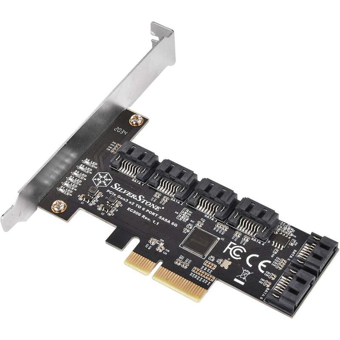 Silverstone Ecs06, Tarjeta Sata-Gen3 De 6 Puertos (6 Gbps) No Raid-Pci-Express-Gen3-X2, Sst-Ecs06
