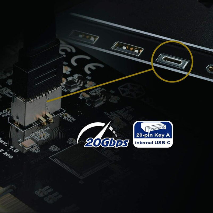 Silverstone Ecu07, Tarjeta Superspeed-20gbps Interno Usb 3.2 Tipo C-Key-A-Gen-2x2-Pcie Sst-Ecu07