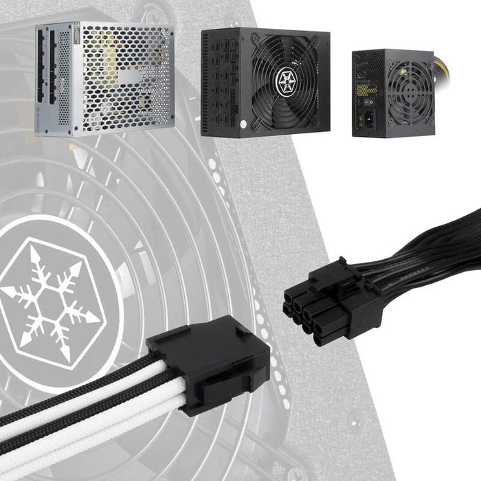 Silverstone Pp07e Cable De Extensión 8 Pines 6 + 2 Gpu Pcie 300 Mm 18 Awg Sst-Pp07e-Pcibw Negro + Blanco