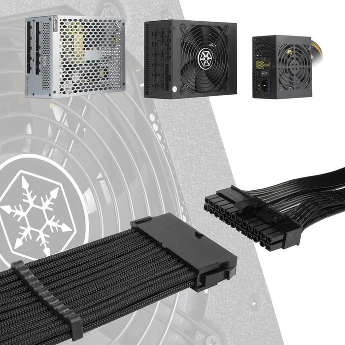 Silverstone Sst-Pp07e-Mbb - Cable Extensor Enfundado 30cm Placa Base 24pines