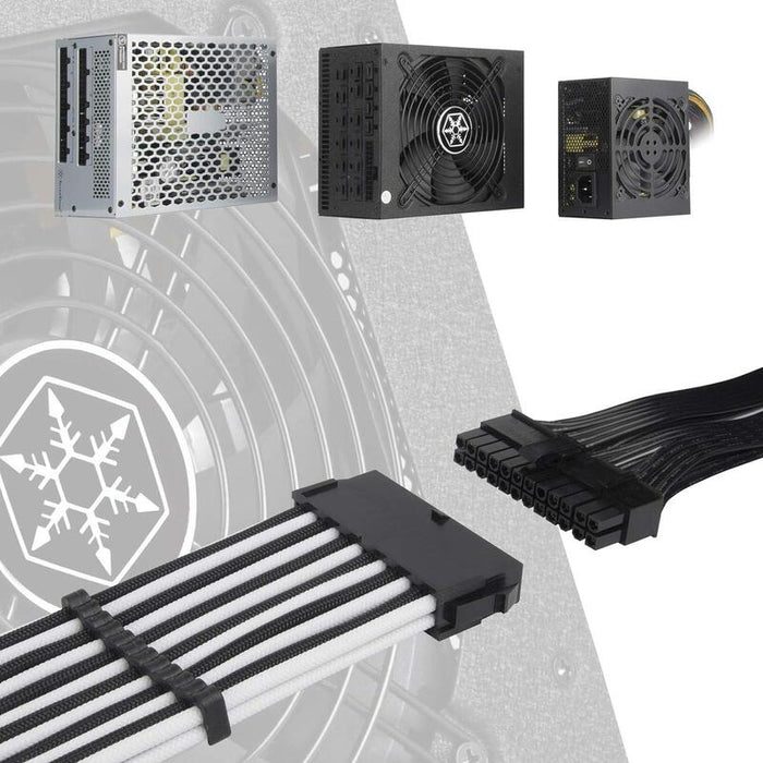 Silverstone Technology Sst-Pp07e-Mbb - Cable Extensor Enfundado 30cm Placa Base 24pines