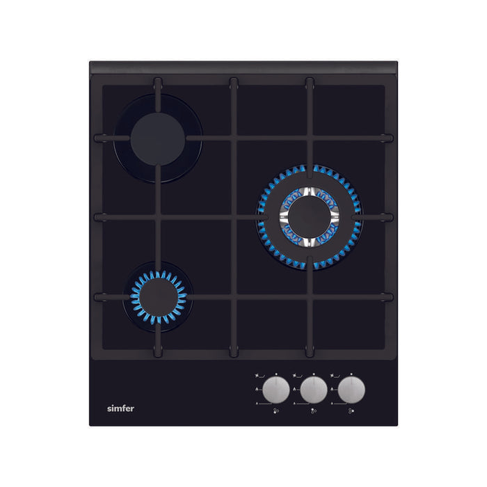 Simfer Hob H4.305.Hgssp Gas On Glass Number Of Burners/Cooking Zones 3 Rotary Knobs Black