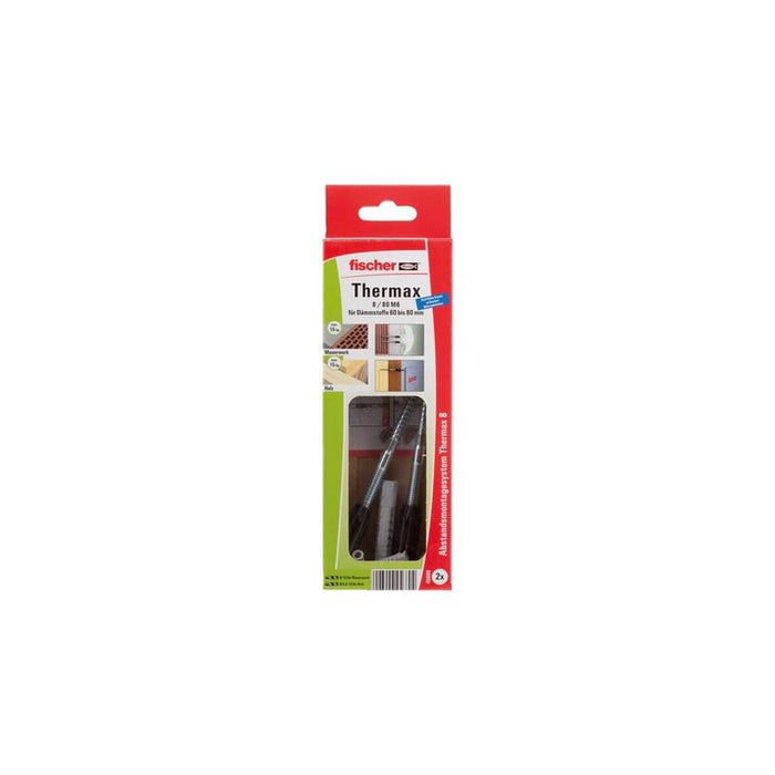 Sistema De Fijación Distanciada Fischer Thermax 8/80 M6 B, Tacos (Negro/Gris, 2 Piezas)