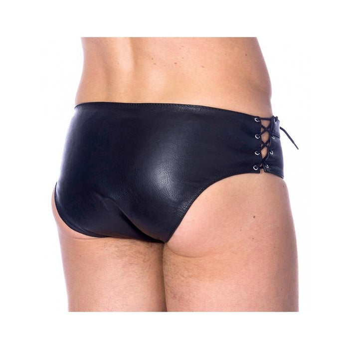 Slips De Cuero Ajustable Color Negro Talla (Interno):S/M