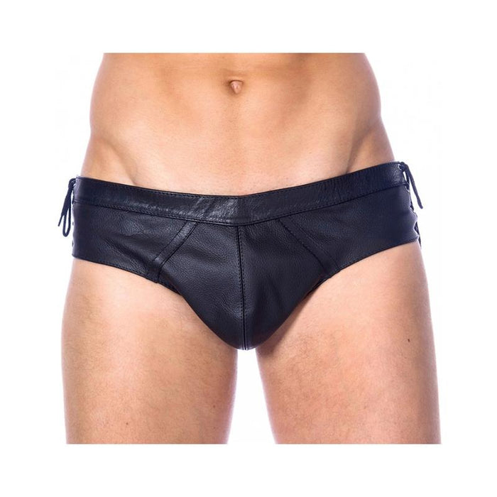 Slips De Cuero Ajustable Color Negro Talla (Interno):S/M