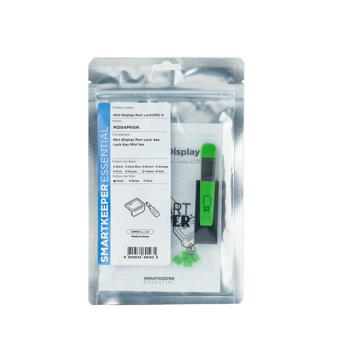 Smartkeeper Mini Mini Displayport Lock 4 - 1x Klíc + 4x Záslepka, Zelená