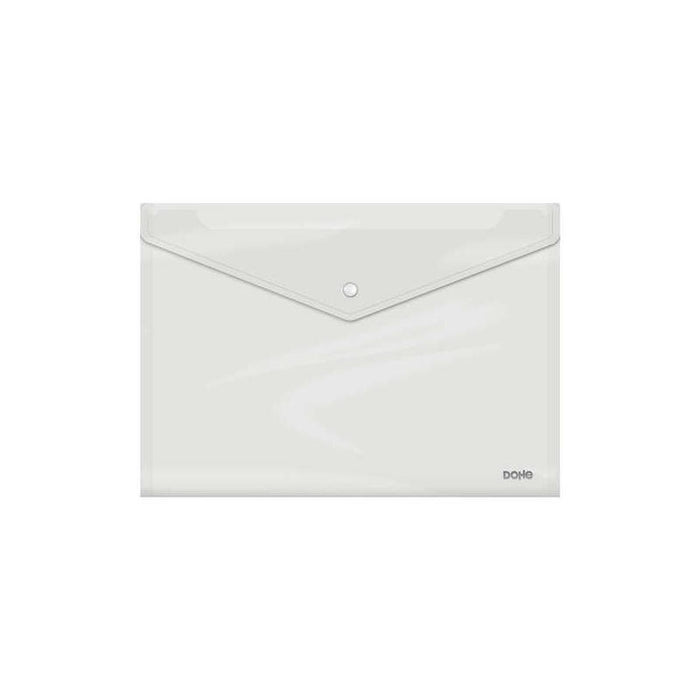 Sobre Pack De 10 Unidades Dohe Con Cierre De Broche - Tamaño Folio Plus Apaisado - Polipropileno Cristal Transparente