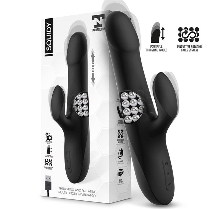 Squidy Vibrador Com Función De Movimiento Y Bolas Rotadoras Usb Silicona