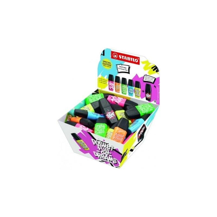 Stabilo Boss Mini By Snooze One Expositor Con 50 Mini Marcadores Fluorescentes - Trazo Entre 2 Y 5mm - Tinta Con Base