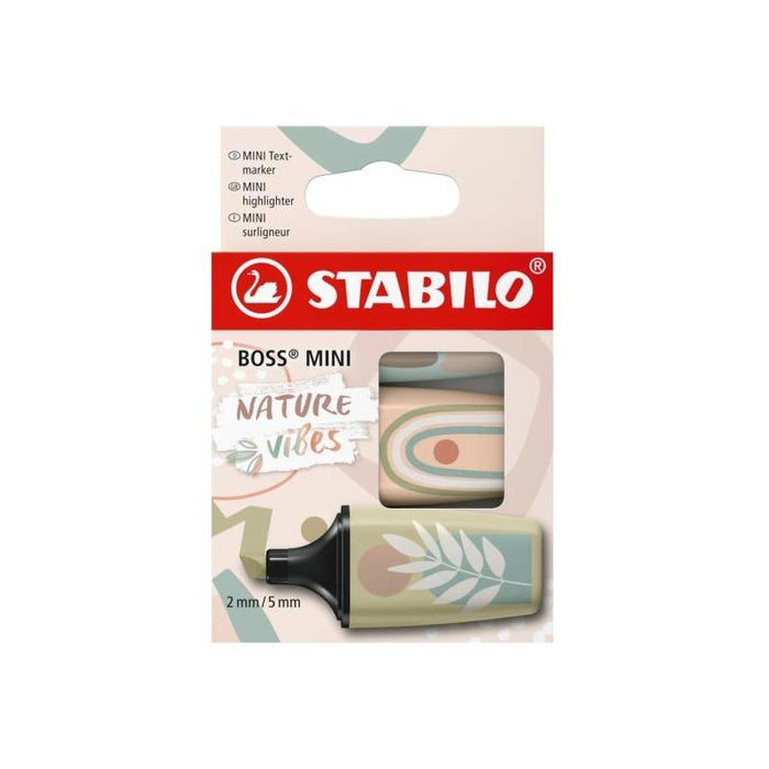 Stabilo Boss Mini Naturevibes Pack De 3 Marcadores Fluorescentes - Trazo Entre 2 Y 5mm - Tinta Con Base De Agua -