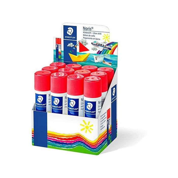 Staedtler Noris Expositor De 12 Barras De Pegamento 40gr - Sin Disolventes - Uso Escolar - Pega Papel, Cartulina, Tejido Etc