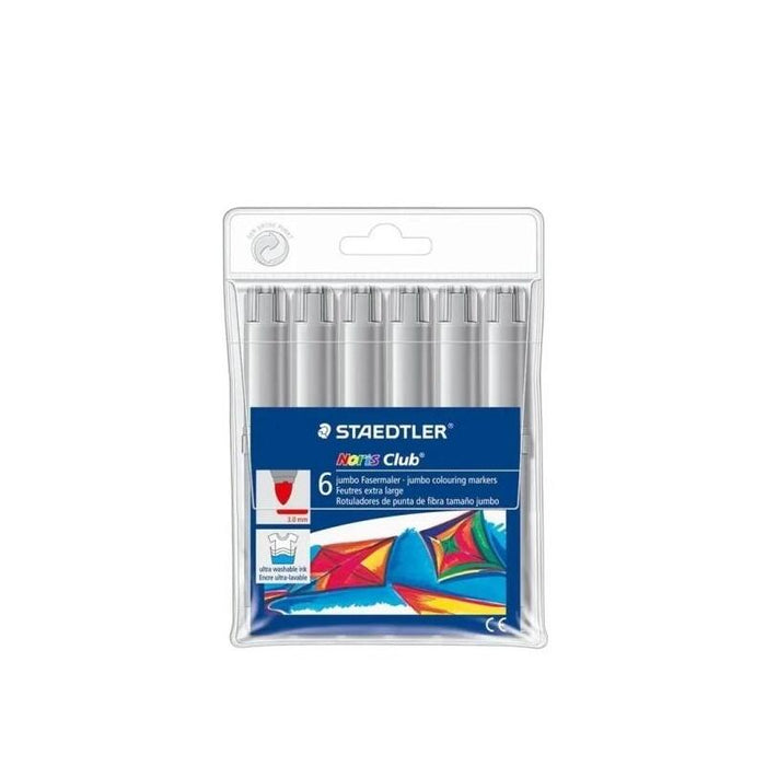 Staedtler Noris Jumbo 340 Pack De 6 Rotuladores Jumbo - Punta De Fibra - Trazo 3mm - Tapa Ventilada - Gris