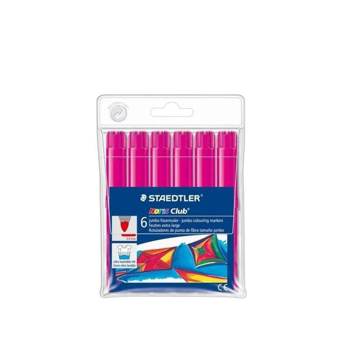 Staedtler Noris Jumbo 340 Pack De 6 Rotuladores Jumbo - Punta De Fibra - Trazo 3mm - Tapa Ventilada - Magenta
