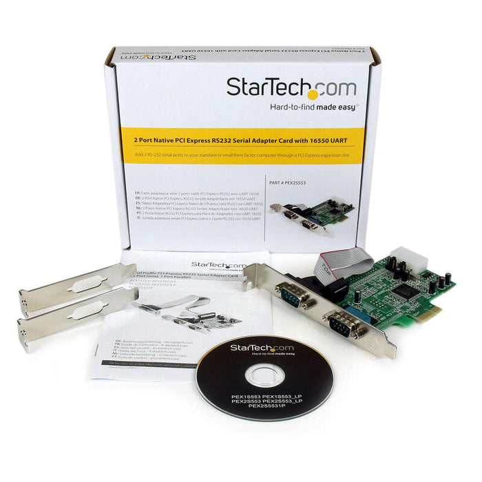 Startech Tarjeta Pci Express 2 Puertos Serie Rs232 Db9 Uart 16550 Pex2s553