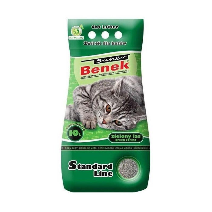 Super Benek Standard Arena Para Gatos Arena De Bentonita Bosque Verde 10 L