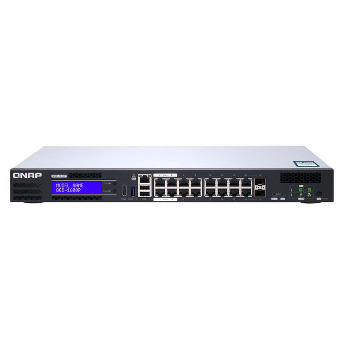 Switch Gestionable Smart Qnap Qgd-1600p-4g 16 Puertos Poe (14*Rj45 Gigabit + 2 Puertos Combinados Sfp/Rj45) Poe Total 370w 4gb Ram Enracable