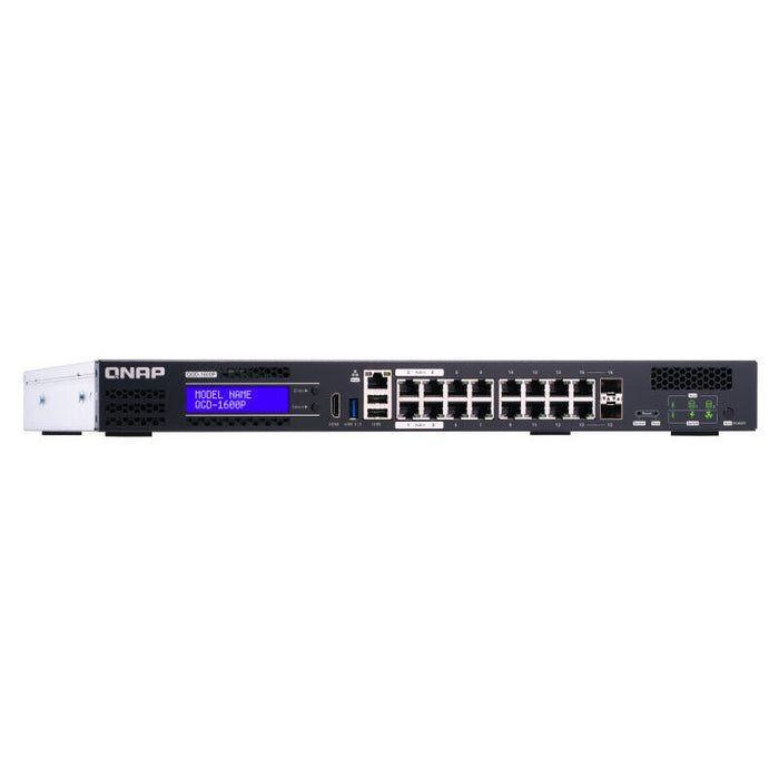 Switch Gestionable Smart Qnap Qgd-1600p-4g 16 Puertos Poe (14*Rj45 Gigabit + 2 Puertos Combinados Sfp/Rj45) Poe Total 370w 4gb Ram Enracable