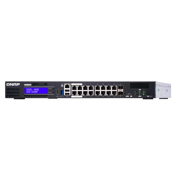 Switch Gestionable Smart Qnap Qgd-1600p-4g 16 Puertos Poe (14*Rj45 Gigabit + 2 Puertos Combinados Sfp/Rj45) Poe Total 370w 4gb Ram Enracable