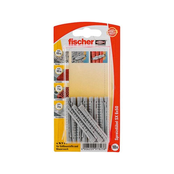 Taco De Expansión Fischer Sx 6x50 K De Gris Claro, 10 Unidades 97823