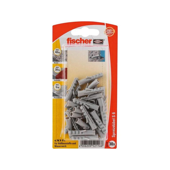 Tacos De Expansión Fischer S 6 K Gris, Ue 30 Unidades 52116