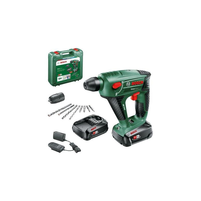 Taladro Bosch Bricolaje Y Jardín Percutor Inalámbrico Uneo Maxx, 18 V, Verde Negro, 2 Baterías De Iones De Litio De 2,0 Ah, En Maletín, Power For All Alliance 060395230m
