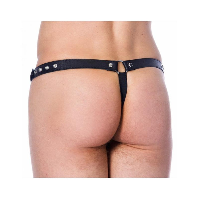 Tanga De Cuero Ajustable Con Tachuelas