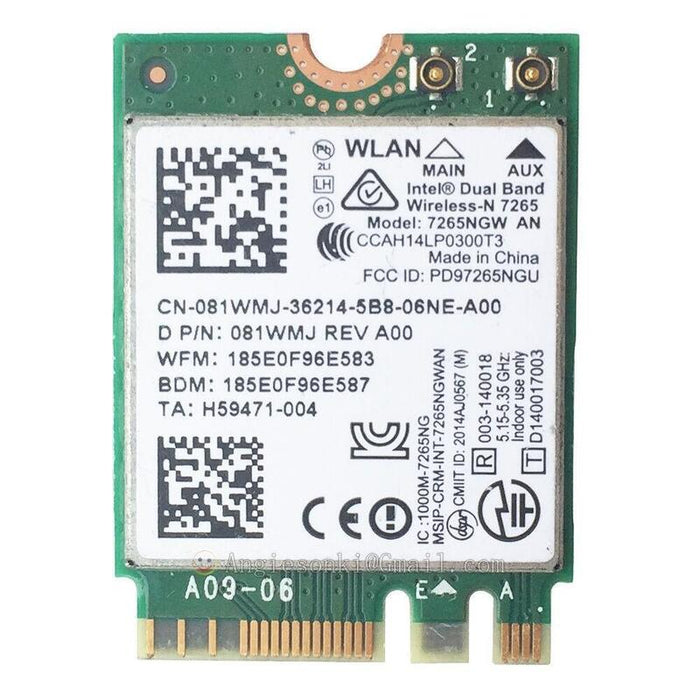 Tarjeta Intel Dual Band 7265ngw 802.11an Wifi + Bluetooth 4.0 Para Portátil Hp Wlan 756748-001