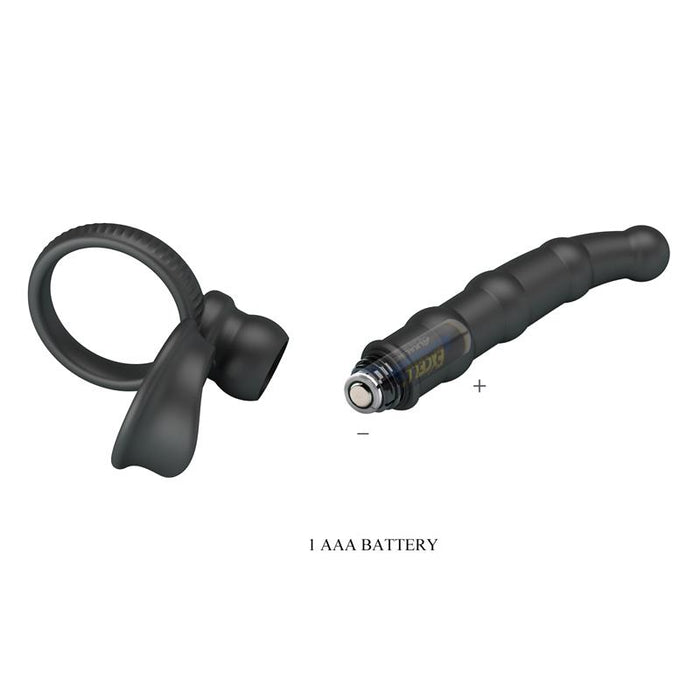 Pretty Love - Tatum Anillo Vibrador Pene Con Plug 10 Vibraciones Negro