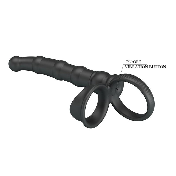 Pretty Love - Tatum Anillo Vibrador Pene Con Plug 10 Vibraciones Negro