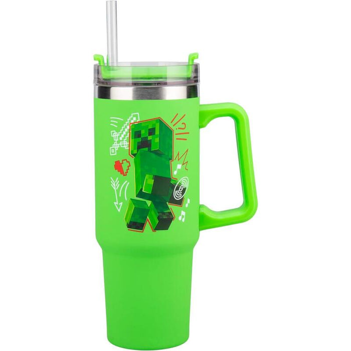 Taza Térmica Y Pajita Minecraft De 900 Ml