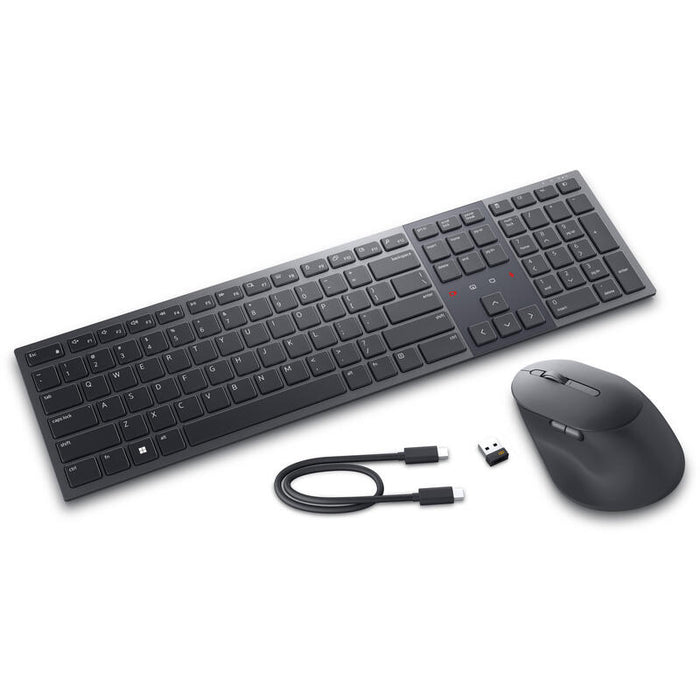 Teclado Alemán + Ratón  Dell Km900 Rf Wireless + Bluetooth Qwertz Grafito