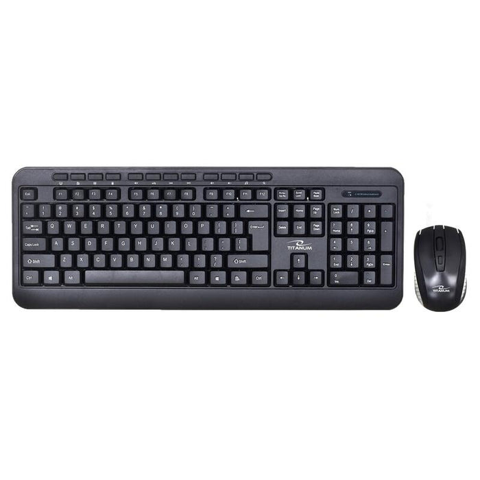 Teclado Ingles + Ratón Titanum Tk109 Wireless Set Usb  - Negro