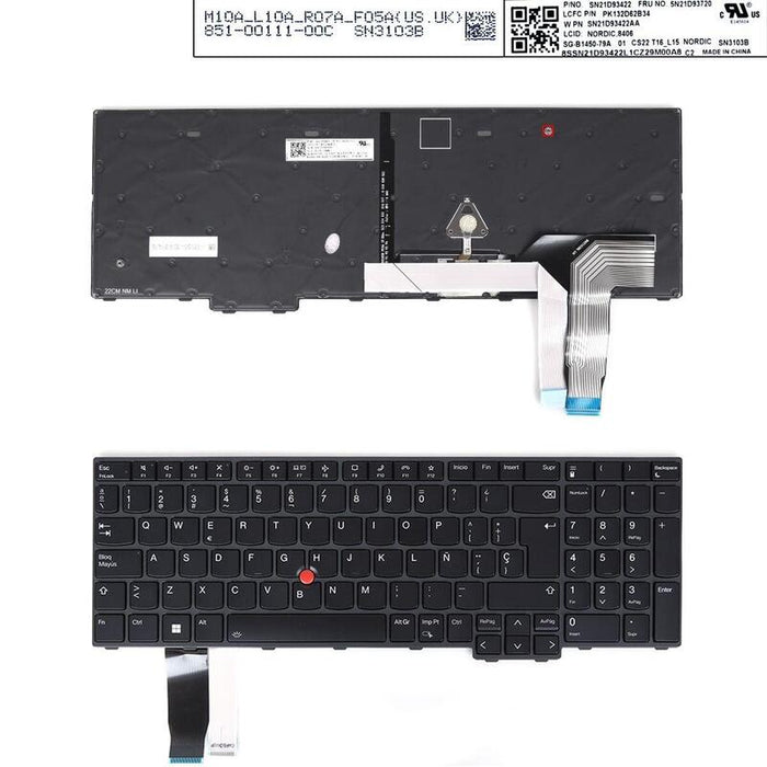 Teclado Lenovo L15 Gen3 T16 P16s Gen1 Retroiluminación, Marco Gris Con Llave Negra 18 0118a Dz01 K17teclado Sn21d93422aa Pk132d6