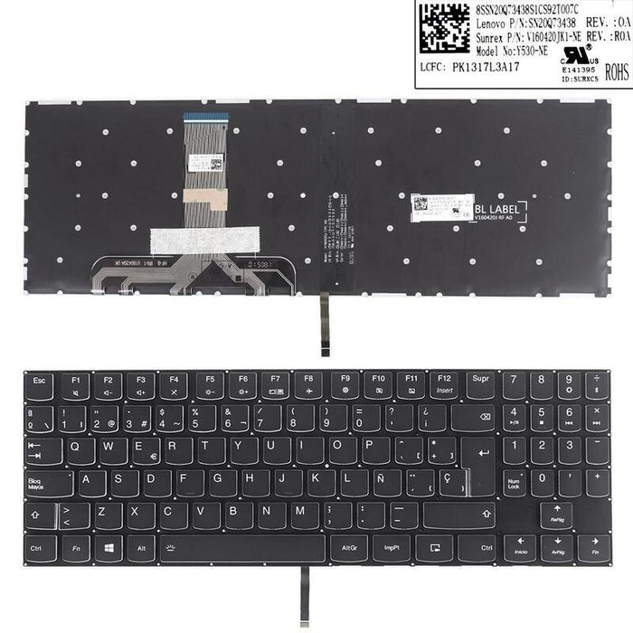Teclado Lenovo Legion Y520 Y520 15ikb R720 R720 15ikb Negro, Retroiluminación Blanca Win8