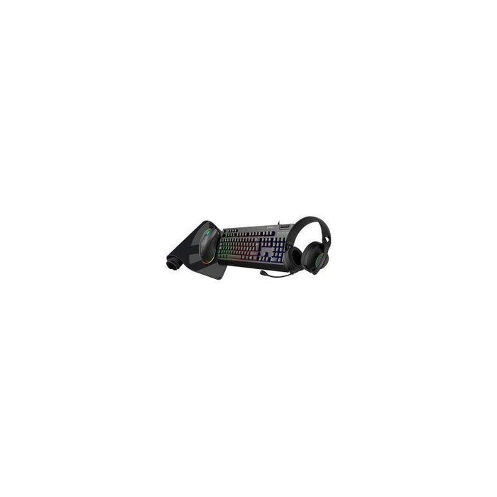 Teclado Mouse Headset Y Alfombrilla Unyka Nova 4in1 Es Rgb Membrana 7200 Dpi Negro