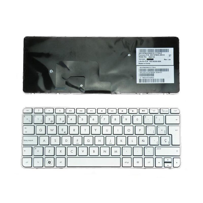 Teclado Para Hp Mini 210-2000,110-3000 Plata Con Marco Plata