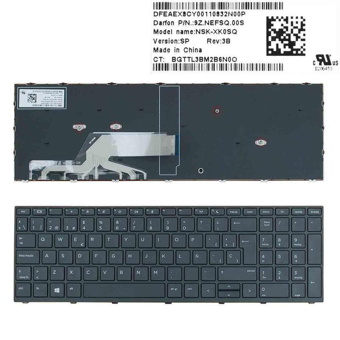 Teclado Para Portátil Hp Probook 450 G5 455 G5 470 G5 L01028-001 Negro Con Marco