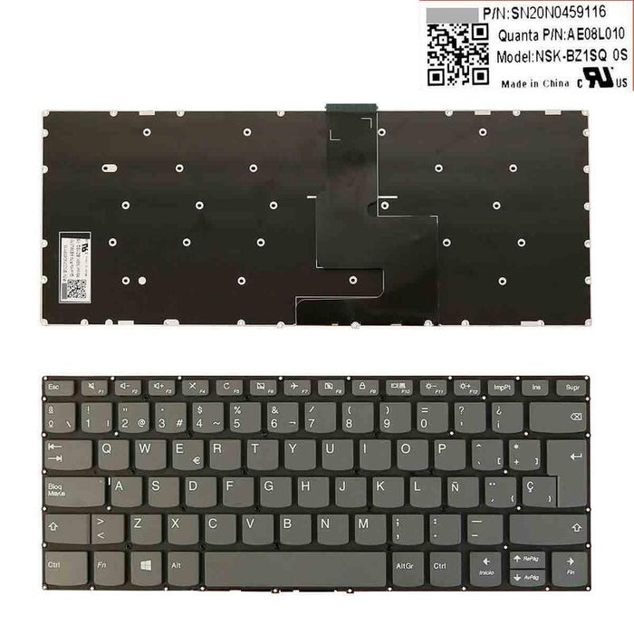 Teclado Para Portátil Lenovo Ideapad 330-14ikb Gris Sin Marco
