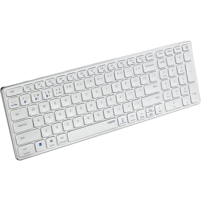 Teclado Portugues Rapoo E9700m Wireless Y Bluetooth Bt 3.0 5.0 Blanco