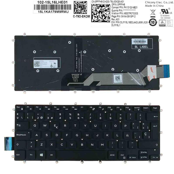 Teclado Retroiluminado Para Portátil Dell Inspiron Gaming 14 7466