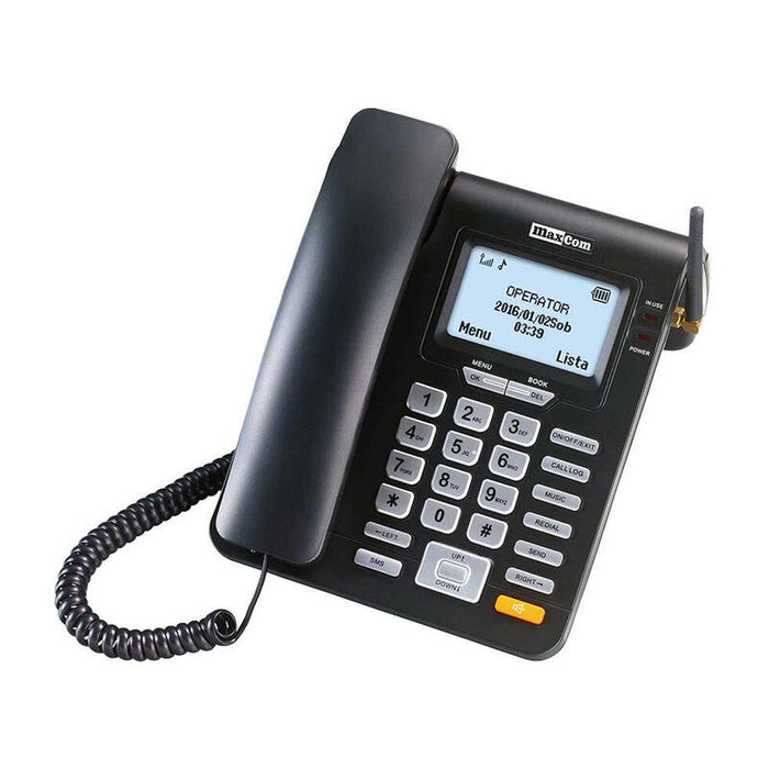 Telefono Fijo Maxcom Fixed Phone Mm28d Negro Sim/Pantalla/Id. Llamadas/600mah Mm28d20161102899