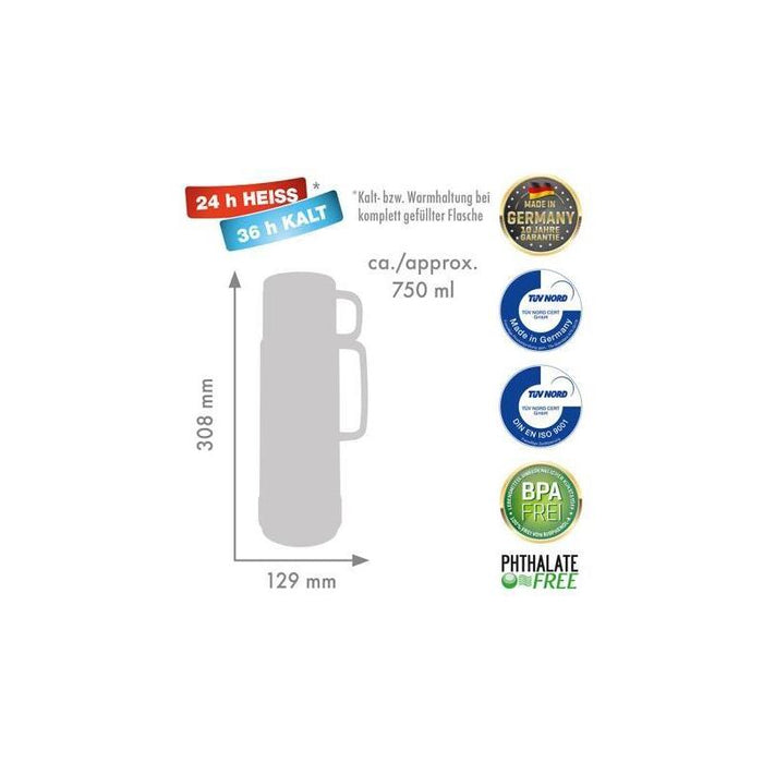 Termo De Cristal Rotpunkt, Capacidad 0,750 L, Color Polar-El.-Calabaza De Verano (Blanco-Amarillo)