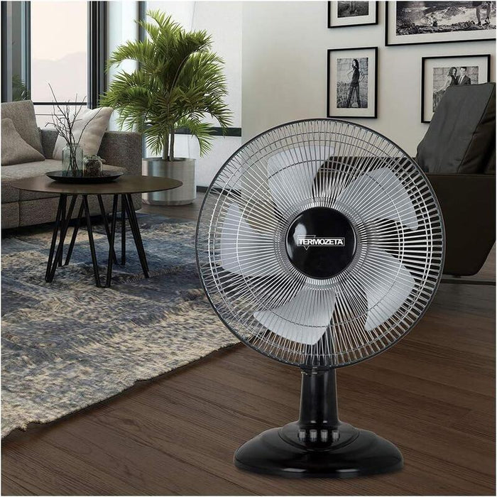 Termozeta Ventilador De Mesa 36 Cm  5 Aspas De Gris  Color Negro Tzaz05