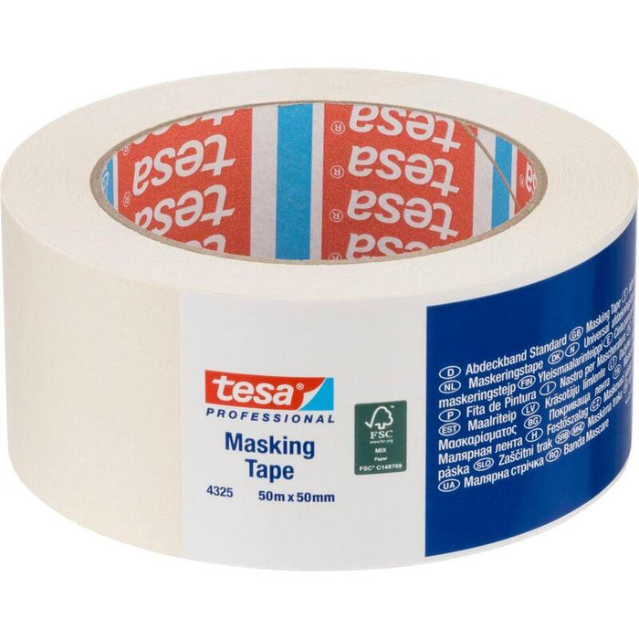 Tesa Masking Tape 50m X 50mm Stand.Prof. White 04325
