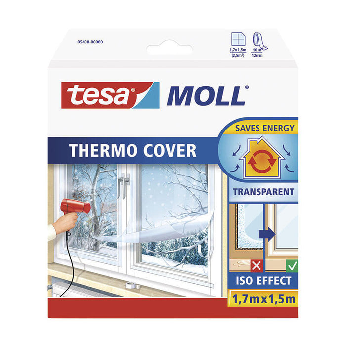 Tesa Tesamoll Thermo Cover, Película Aislante Para Ventanas, Aislamiento Transparente, 1,7 Metros X 1,5 Metros 05430-00000-01